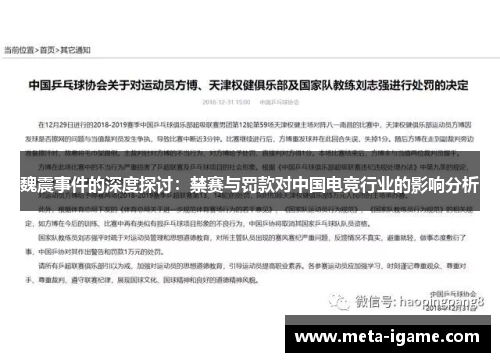 魏震事件的深度探讨：禁赛与罚款对中国电竞行业的影响分析